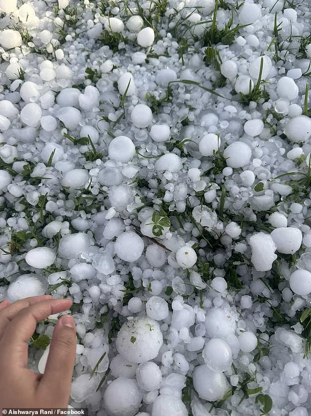 Huge hailstones fell in Casterton, south-west Victoria, on Wednesday