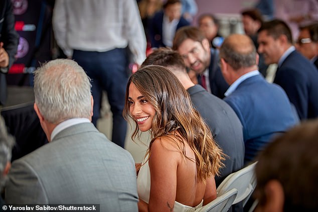 Messi's wife, Antonela Roccuzzo, was in the stands as the Argentina star accepted his award