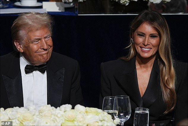 The Trumps were seen smiling together at dinner