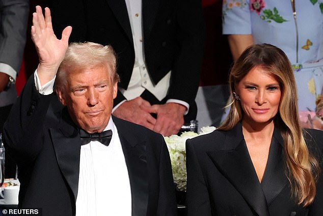 Trump waved to the crowd and received applause, while Melania smiled