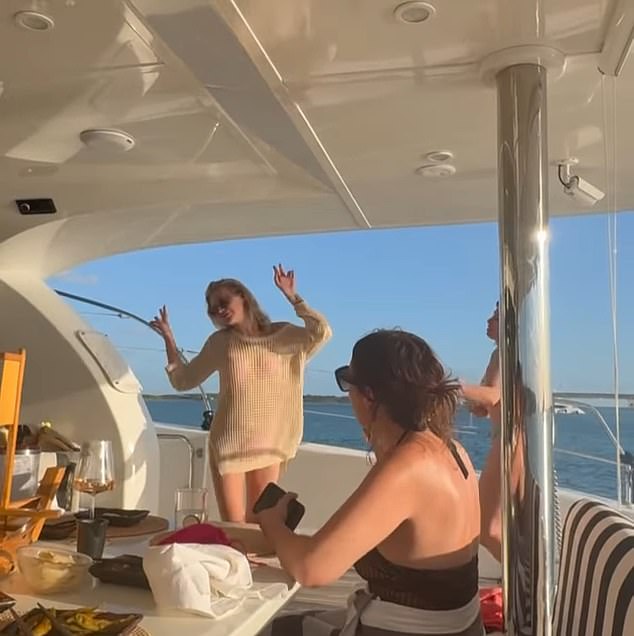 The star added a clip of her and her friends dancing to the song on a boat