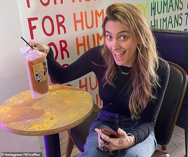 Actor and model, Paris Jackson, with bagged coffee from 787 Coffee Co