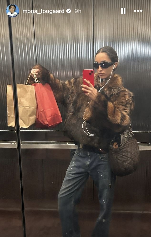 She carried a red shopping bag and later posted herself with more bags on her Instagram Story, suggesting she and Tobey went shopping together.