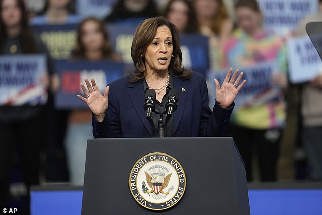 Democratic presidential candidate Vice President Kamala Harris speaks during a campaign rally at the University of Wisconsin La Crosse, in La Crosse, Wisconsin, Thursday, October 17, 2024