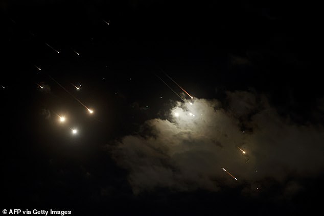 This photo shows projectiles intercepted by Israel over Jerusalem on October 1, 2024