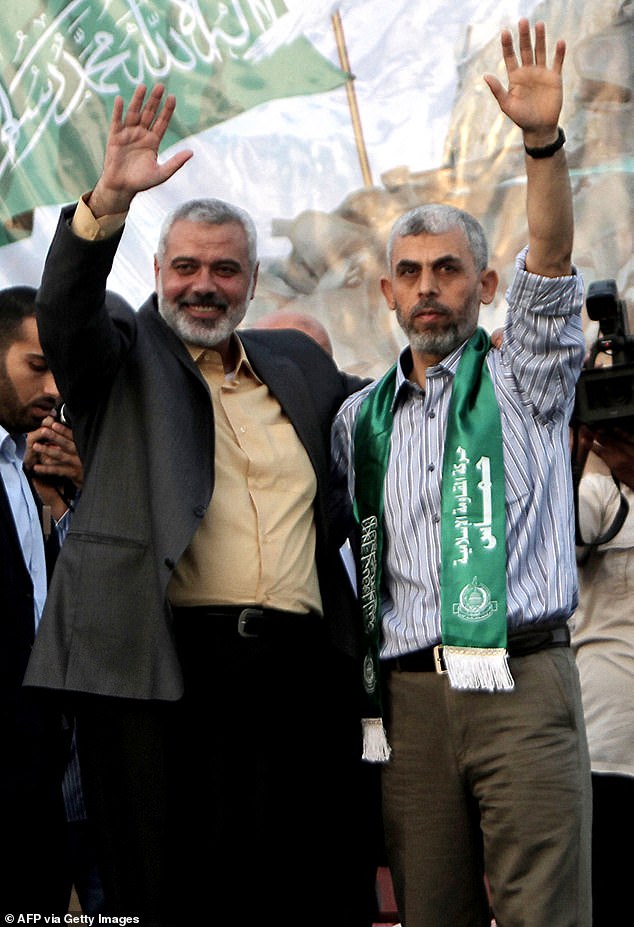 Sinwar became the new leader of the Iran-backed Palestinian group after the assassination of former political leader Ismail Haniyeh (left) in July