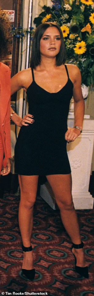 Victoria pictured in a similar little black dress in 1997, aged 23