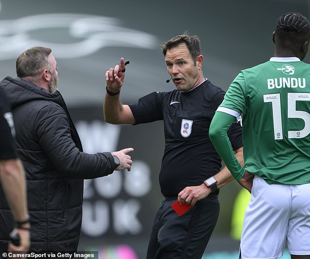 Rooney was dismissed by referee James Linington after reacting angrily to Blackburn's equalizer