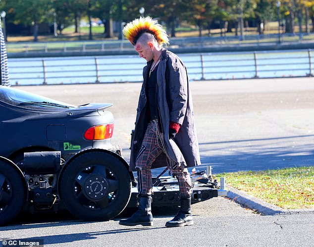 For the dramatic scenes, Matt was seen sporting a wild orange and yellow mohawk hairstyle