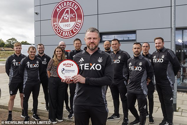 Thelin shares the 'Manager of the Month' award with his entire backroom staff at Pittodrie