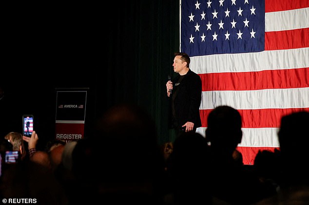 Tesla CEO #Elon Musk, who supports Republican presidential candidate former US President Donald Trump, speaks about voting during an America PAC Town Hall in Folsom, Pennsylvania