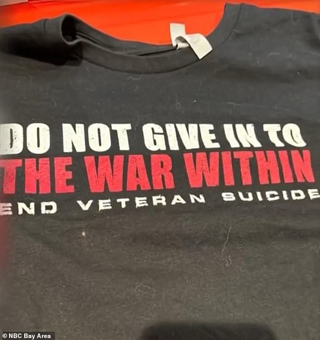 The shirt read: 'Don't give in to the inner war. End veteran suicide.”