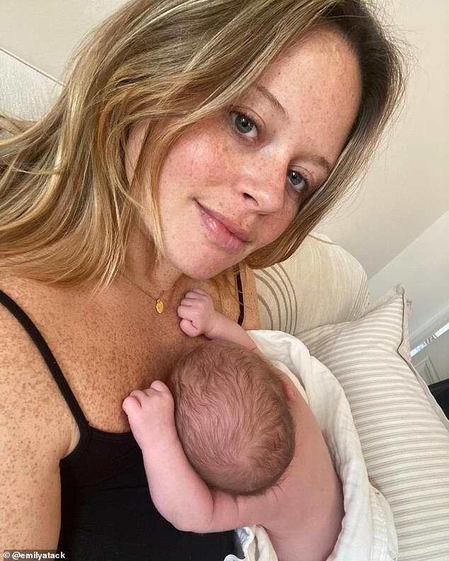 Emily welcomed her first child, son Barney, with her boyfriend Alistair Garner in June