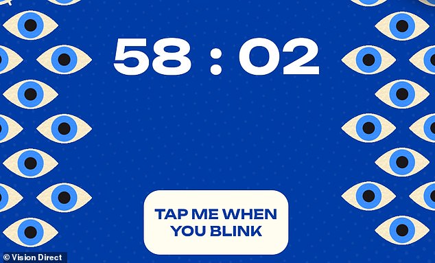 Tap or click the button each time you blink during the countdown and the game will add up your total