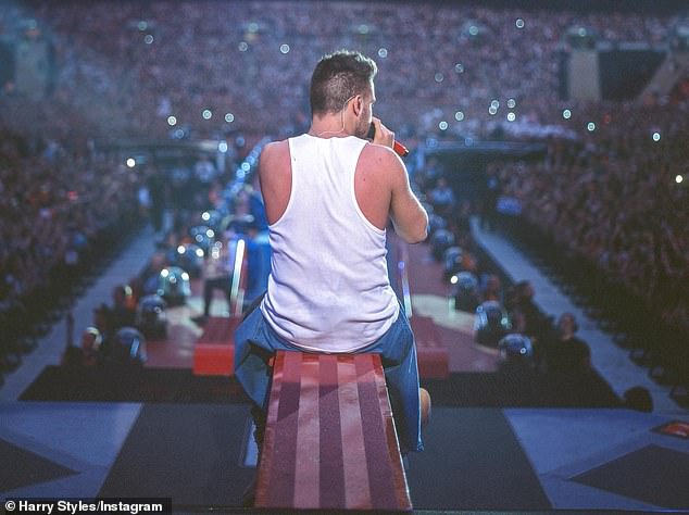 Harry posted a photo of Liam on stage as he performed in front of a huge arena of fans, alongside his heartbreaking tribute