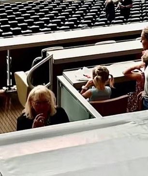 Wife Kylie (right), two of their daughters and mother Donna (bottom left) were also there