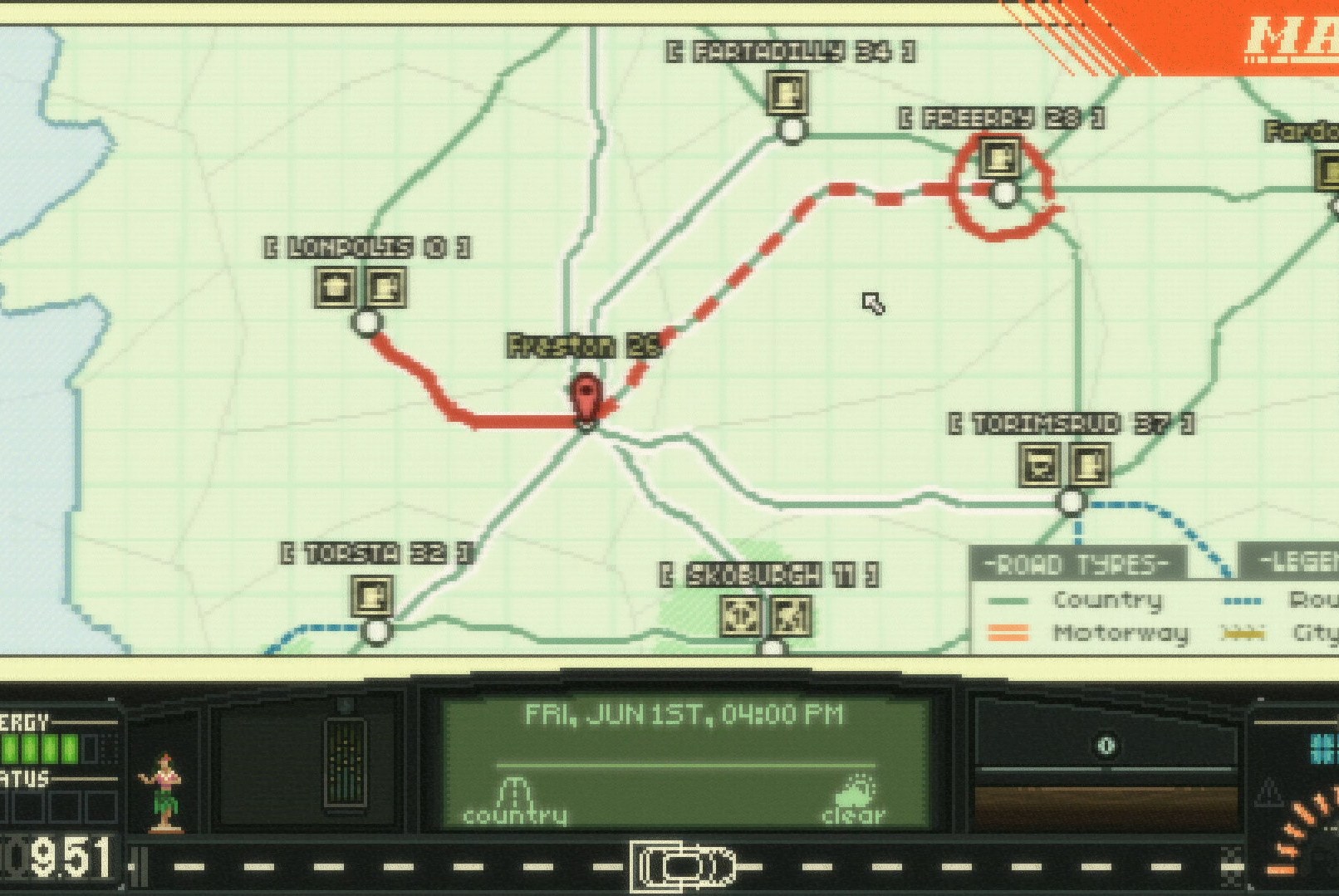 The map screen in Keep Driving