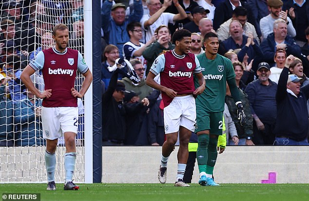 Areola (right) scored an own goal after a deflection off defender Jean-Clair Todibo (center)