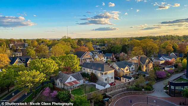 An aerial view of Chevy Chase, in Montgomery County, a wealthy suburb on the outskirts of Washington, DC