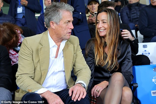 After arriving in the stylish Italian city, the actor and Anna enjoyed the football match on the seats