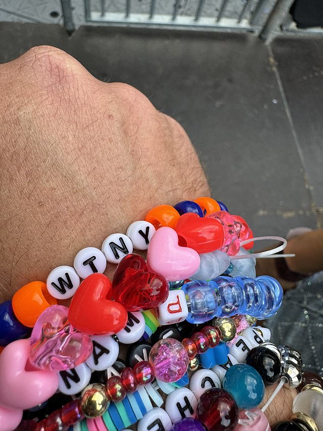 Portnoy wears a huge collection of friendship bracelets at Hard Rock Stadium