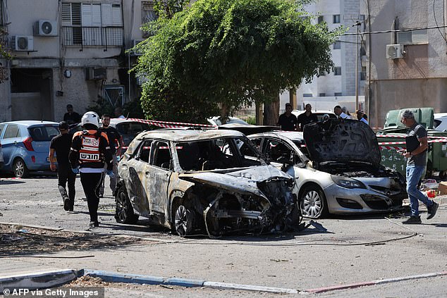 Aftermath of a rocket fired into Haifa from Lebanon on Saturday