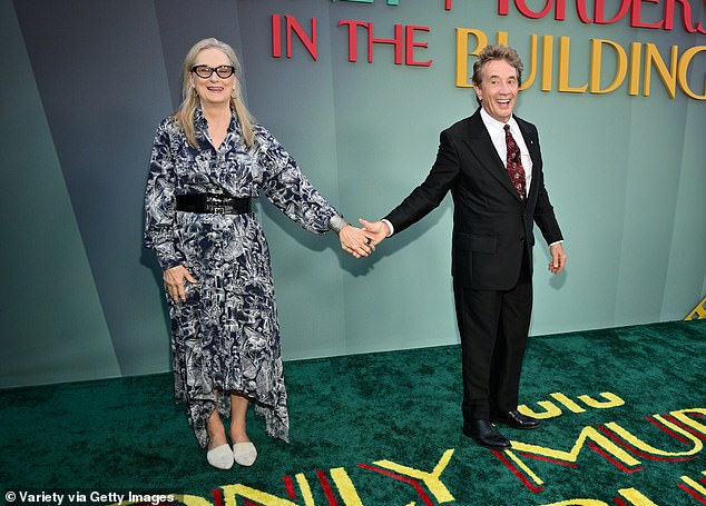 A few months earlier, in August, Meryl and Martin further fueled the romance rumors when they were spotted holding hands at the season four premiere of the Hulu series in Los Angeles (seen above)