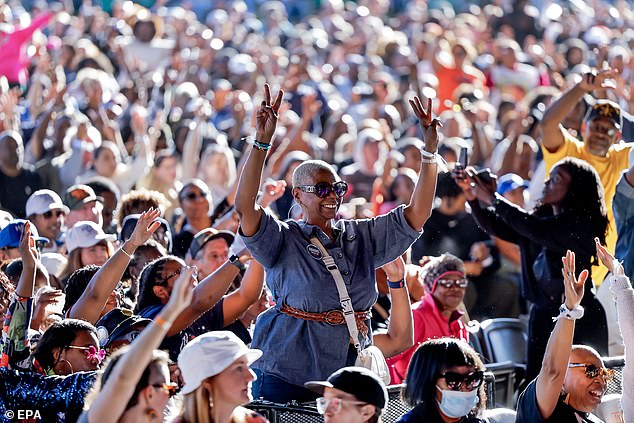 Harris supporters waiting for the vice president and others will comment in Atlanta on Saturday