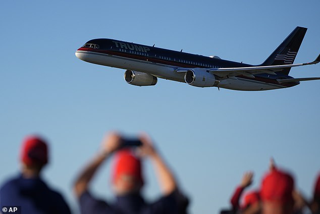 Trump's plane delighted fans when it landed on Saturday evening