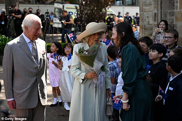 King Charles and Queen Camilla spoke to Sunday School members outside the church