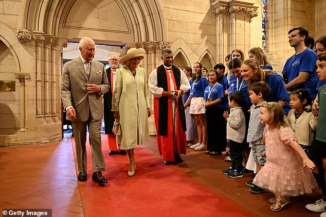 His Majesty was accompanied by Queen Camilla at the service at St Thomas's Anglican Church in North Sydney