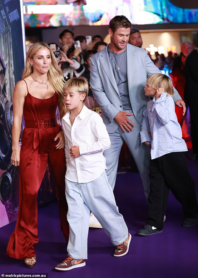 Chris Hemsworth took a planned break from filmmaking to slow down and spend time with his wife Elsa Pataky and three children. Pictured at the Sydney premiere of Transformers One