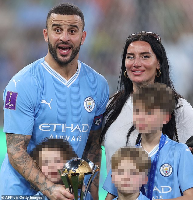 Walker considered joining Bayern Munich to escape the storm surrounding his personal life (pictured with wife Annie Kilner, who has filed for divorce)