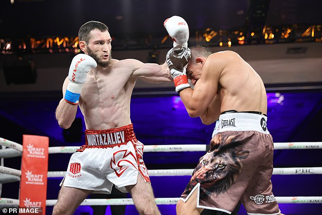 The Australian (right) was defeated in three rounds by Bakhram Murtazaliev during the fight