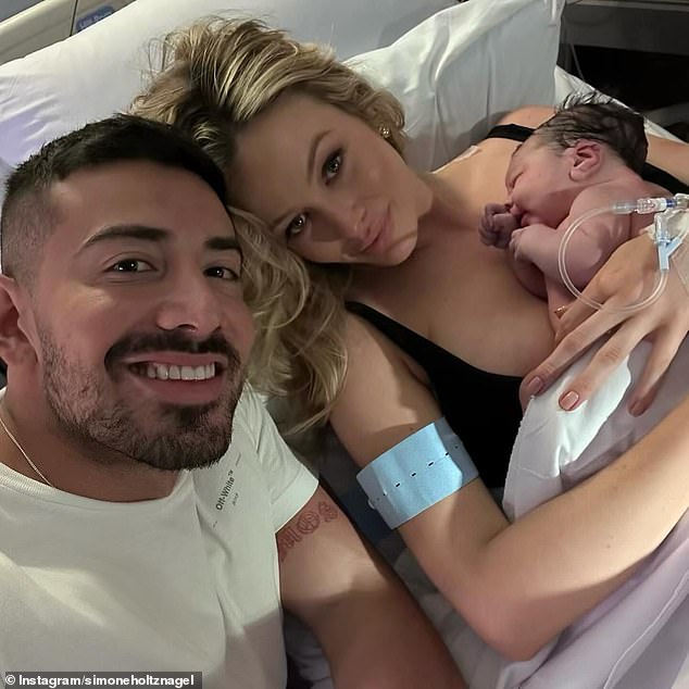 Jono and ex-girlfriend Simone, 31, quietly split nine weeks after welcoming their daughter Gia on Easter Sunday. All depicted