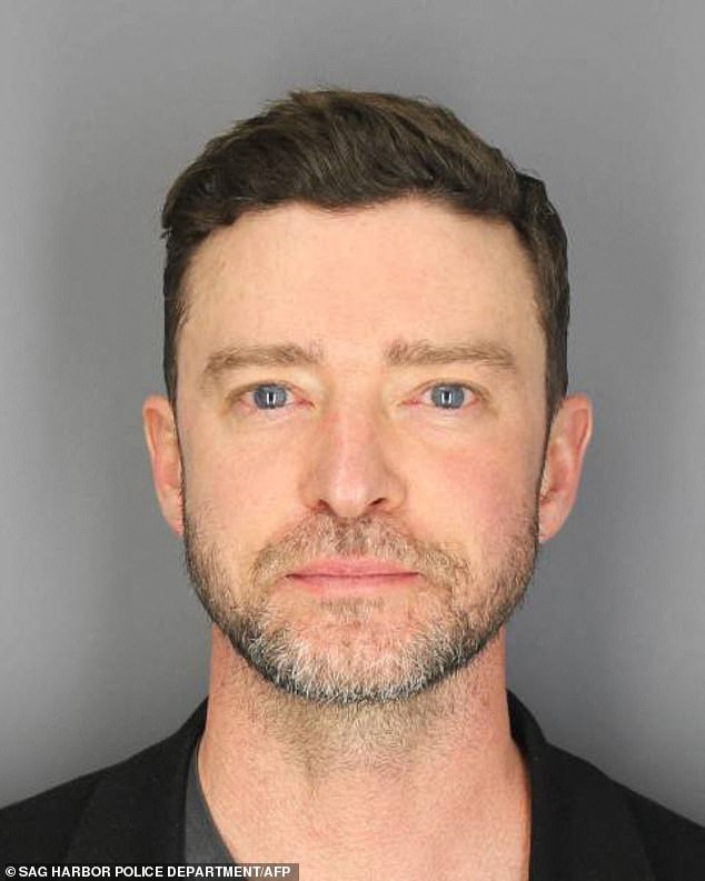 Timberlake pictured in a mugshot after his arrest on June 18 in Sag Harbor, New York