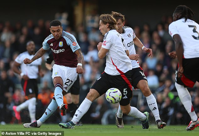 Villa emerging star Morgan Rogers (left) opened the scoring in the Craven Cottage league match