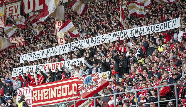 Mainz fans held up new banners during their recent Bundesliga match against RB Leipzig