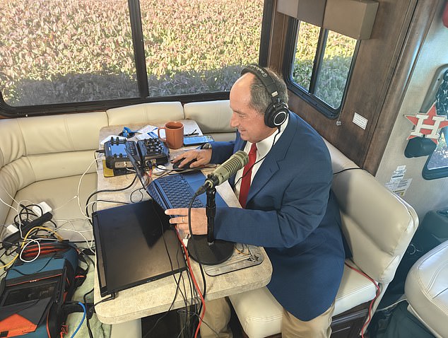 When he's on the road, Fredericks broadcasts via a microphone, mixing console and laptop in the RV where he sleeps (he places staff, including his driver Larry, in hotels)