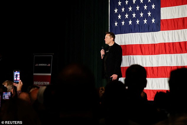 Trump ally and billionaire Elon Musk addresses supporters in Folsom, Pennsylvania