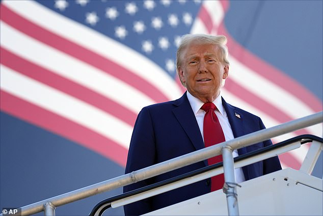 Republican presidential candidate, former President Donald Trump, arrives at Detroit Metropolitan Wayne County Airport in Detroit on Friday, October 18, 2024