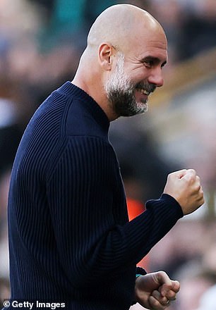 Pep Guardiola celebrated as City scored a late winner