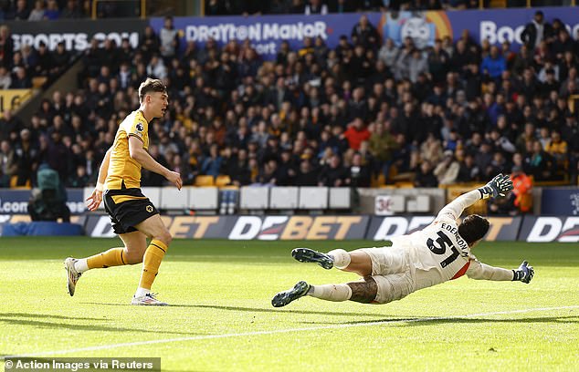 Wolves striker Jorgen Strand Larsen (left) initially gave the hosts a shock lead in the opening ten minutes