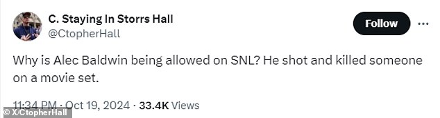 Others, meanwhile, criticized the show for bringing back Baldwin, a 17-time host who just weeks ago had his name cleared in an involuntary manslaughter case.