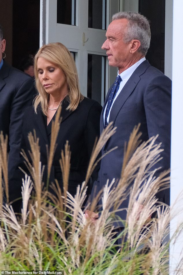 The actress was also seen hugging RFK Jr.'s arm. held as they walked into the church where the funeral of the politician's mother, Ethel Kennedy, took place on Monday.