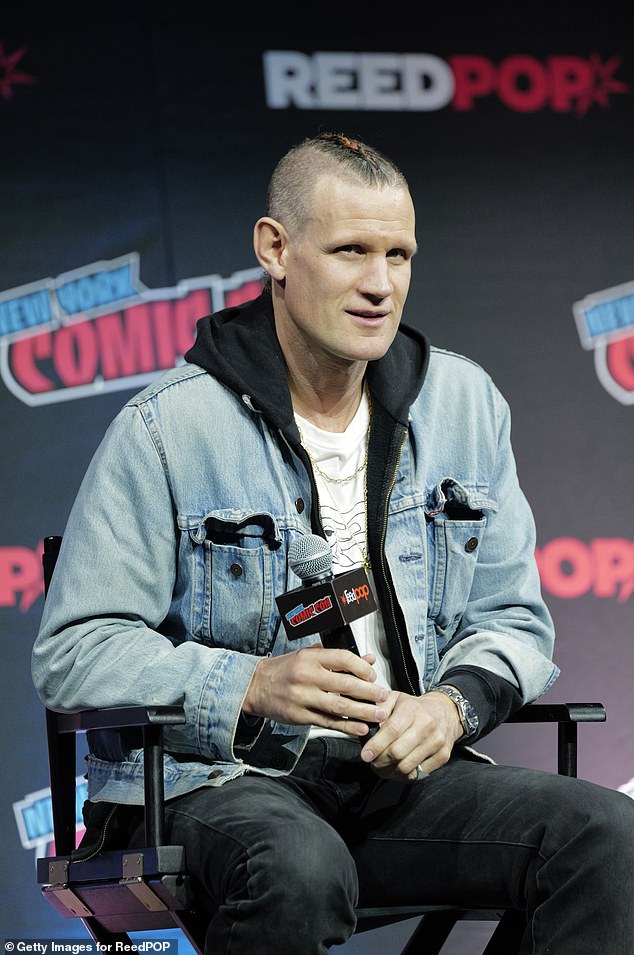 At the Comic-Con event, Matt showed off his shaved head and brightly colored mohawk hairstyle, which he braided for the panel.