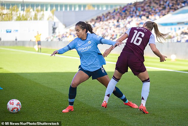 Fowler (left) starred as Man City's women defeated Aston Villa 2-1 in Manchester on Sunday afternoon