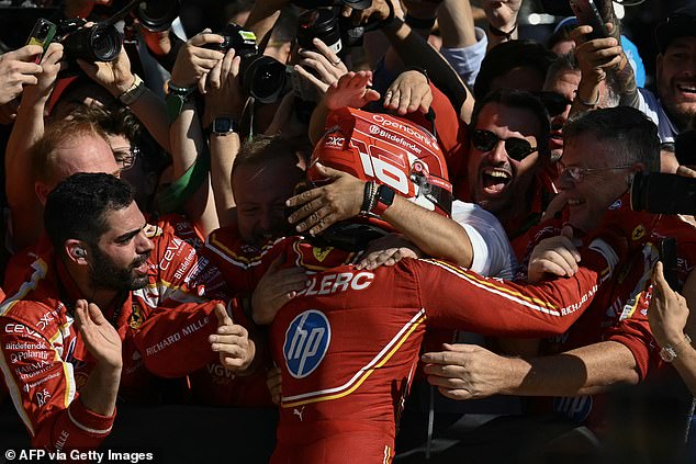 Leclerc imagined himself celebrating with his team after winning the United States Grand Prix on Sunday