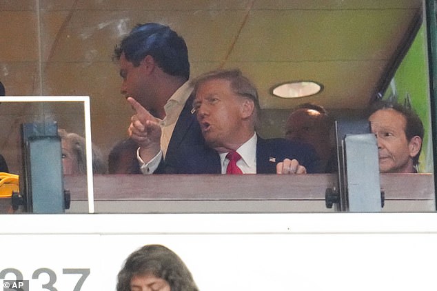 Trump watched the first half of an NFL football game between the Pittsburgh Steelers and the New York Jets in Pittsburg