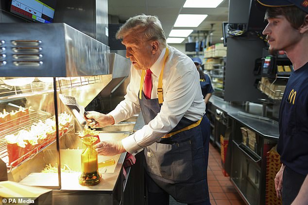 Earlier on Sunday, Trump manned the frying station of a McDonald's in Pennsylvania before calling an impromptu news conference